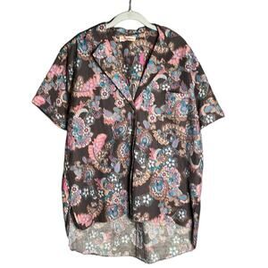 We the Free Pink and Purple Paisley Print Oversized Button Down Shirt Size Med